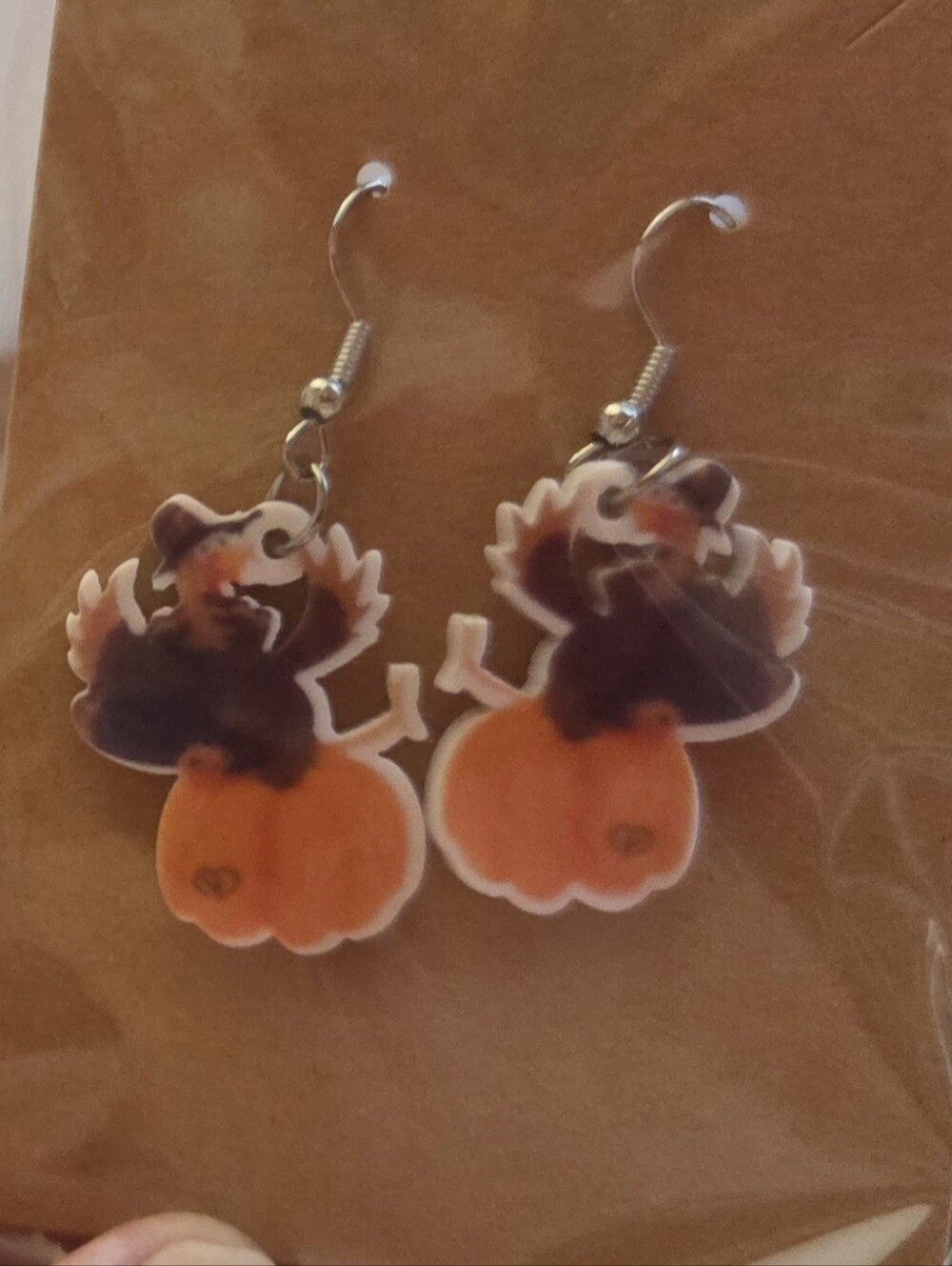 Halloween Pumpkin Crow Earrings